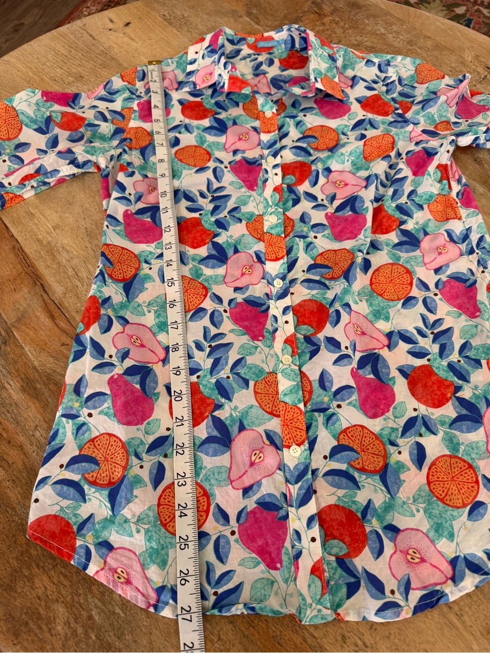 J McLaughlin tropical fruit print cotton Lois shirt - Picture 7 of 8